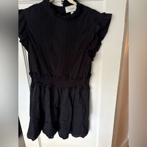 Cleobella Black Mini Dress Ruffle Cap Sleeves